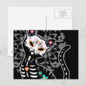 Meisjesdag van de schattige kat, zwart briefkaart (Voorkant / Achterkant)