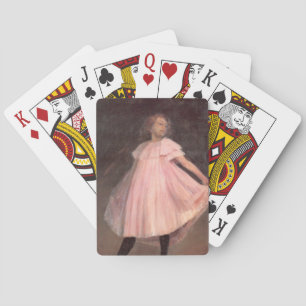 Meisjesdanseres in een roze jurk pokerkaarten
