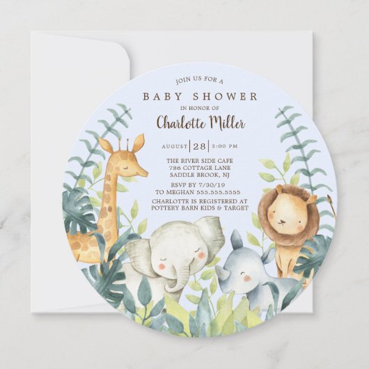 Meisjesdieren Oerwoud jongens Baby shower Kaart (Voorkant)