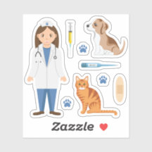 Meisjesdierenarts Met Puppy Kat En Dierenartssache