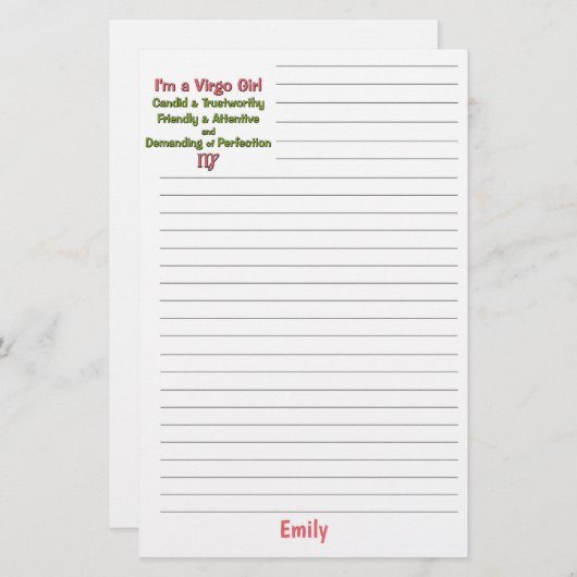 Meisjesdierentuin met naam en zegen briefpapier (Voorkant / Achterkant)