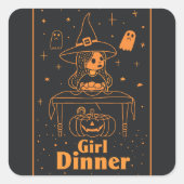 Meisjesdiner | ExDesigner | Halloween Vierkante Sticker (Voorkant)