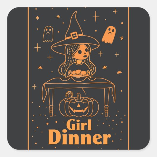 Meisjesdiner | ExDesigner | Halloween Vierkante Sticker (Voorkant)