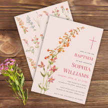  Meisjesdoop Roze Bloemige Waterverf Wilde Bloemen