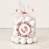 Meisjesdoop, Roze Gouden Bloem Stempel/ Favor Ronde Sticker