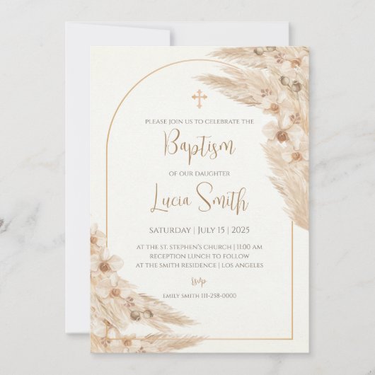 Meisjesdoop uitnodigt Doopfeest uitnodigingen Meis (Voorkant)