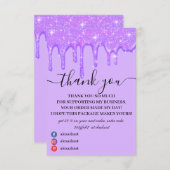 Meisjesdrift Paarse glitter Hartelijk dank Bedankkaart (Voorkant / Achterkant)