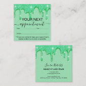 Meisjesdripend Groene Glitter Benoeming Afsprakenkaartje (Voorkant / Achterkant)
