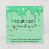 Meisjesdripend Groene Glitter Benoeming Afsprakenkaartje (Voorkant)