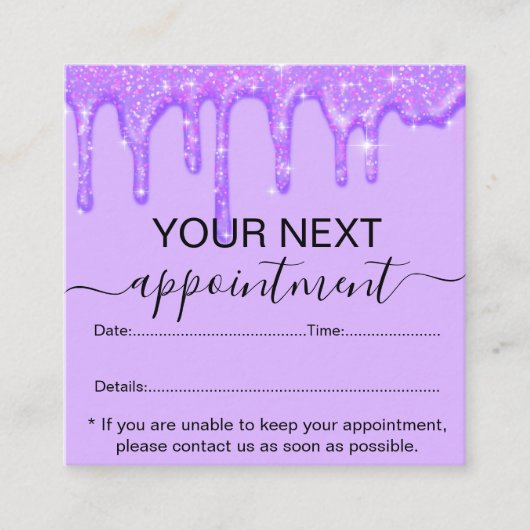 Meisjesdripend Paars Glitter-benoeming Afsprakenkaartje (Voorkant)