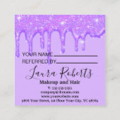 Meisjesdrivende Paarse Glitter Referral-Kaart Aanbevelingskaartje (Achterkant)