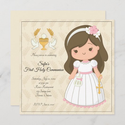meisjeseerste communie kaart (Voorkant / Achterkant)