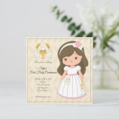 meisjeseerste communie kaart (Staand voorkant)
