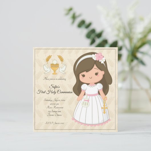 meisjeseerste communie kaart (Staand voorkant)