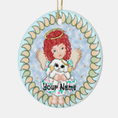 Meisjesengel met hond keramisch ornament (Links)