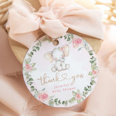 Meisjeseucalyptusroze olifant baby shower bedankjes labels