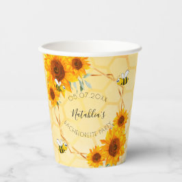 Meisjesfeest bijen zonnebloemen achtertuin feest papieren bekers