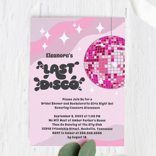 Meisjesfeest & Bruidsfeest Groovy Laatste Disco Kaart