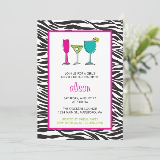 Meisjesfeest in de nacht van de bachelorette kaart (Staand voorkant)