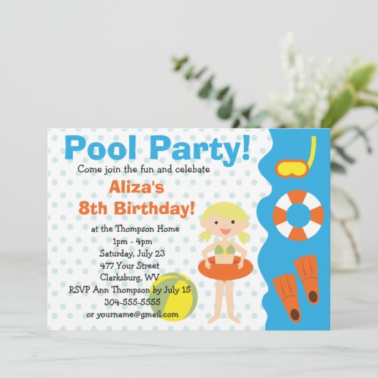 -meisjesfeest kaart (Staand voorkant)