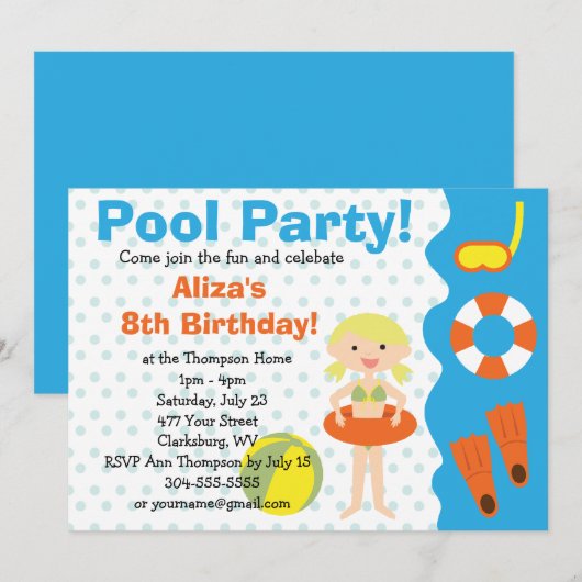 -meisjesfeest kaart (Voorkant / Achterkant)