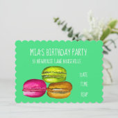 Meisjesfeest schattige macaron verjaardagsfeest kaart (Staand voorkant)