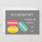 Meisjesfeest schattige macaron verjaardagsfeest kaart (Voorkant)