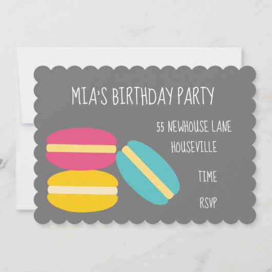 Meisjesfeest schattige macaron verjaardagsfeest kaart (Voorkant)