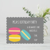 Meisjesfeest schattige macaron verjaardagsfeest kaart (Staand voorkant)