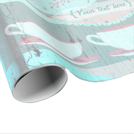 Meisjesfeest Tea Party Shabby-Chic Personalized Cadeaupapier (Rol Hoek)