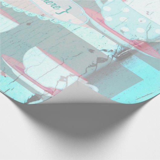 Meisjesfeest Tea Party Shabby-Chic Personalized Cadeaupapier (Hoek)