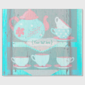 Meisjesfeest Tea Party Shabby-Chic Personalized Cadeaupapier (Vlak)