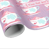 Meisjesfeest Tea Party Shabby-Chic Personalized Cadeaupapier (Rol Hoek)