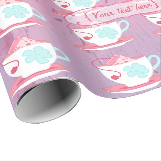 Meisjesfeest Tea Party Shabby-Chic Personalized Cadeaupapier (Rol Hoek)