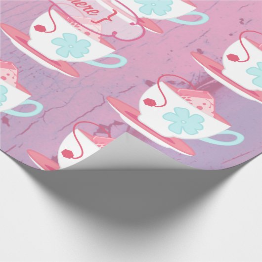 Meisjesfeest Tea Party Shabby-Chic Personalized Cadeaupapier (Hoek)