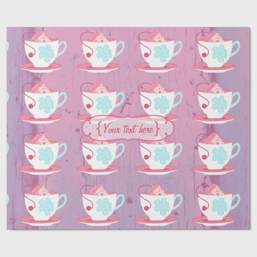 Meisjesfeest Tea Party Shabby-Chic Personalized Cadeaupapier (Vlak)