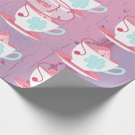 Meisjesfeest Tea Party Shabby-Chic Personalized Cadeaupapier (Hoek)