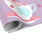 Meisjesfeest Tea Party Shabby-Chic Personalized Cadeaupapier (Rol Hoek)