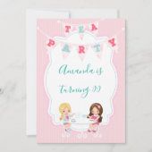 Meisjesfeest Tea Party Shabby-Chic Personalized Kaart (Voorkant)