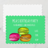 Meisjesfeestje cute macaron verjaardagsfeestje kaart (Voorkant / Achterkant)
