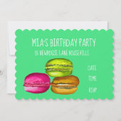 Meisjesfeestje cute macaron verjaardagsfeestje kaart (Voorkant)