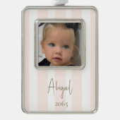 Meisjesfoto Blush en gouden kerst Verzilverd Omlijst Ornament (Voorkant)