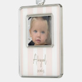 Meisjesfoto Blush en gouden kerst Verzilverd Omlijst Ornament (Links)