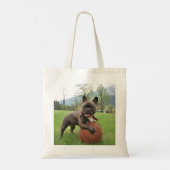 Meisjesfoto en naam Franse Bulldog Tote Bag (Achterkant)