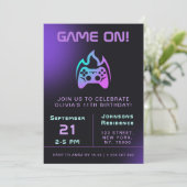 Meisjesgamer Birthday Party Neon Video Game Thema Kaart (Staand voorkant)