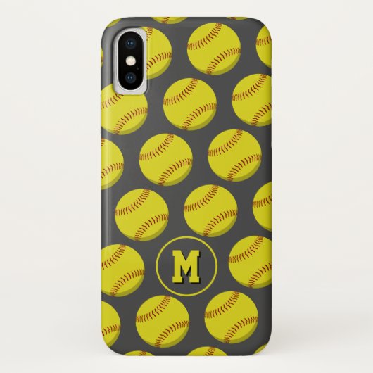 meisjesgeel softbolpatroon, sporadisch gegrammeerd Case-Mate iPhone case (Achterkant)