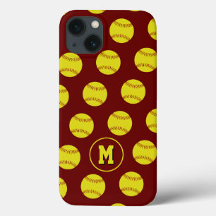 meisjesgeel softbolpatroon, sporadisch gegrammeerd Case-Mate iPhone case