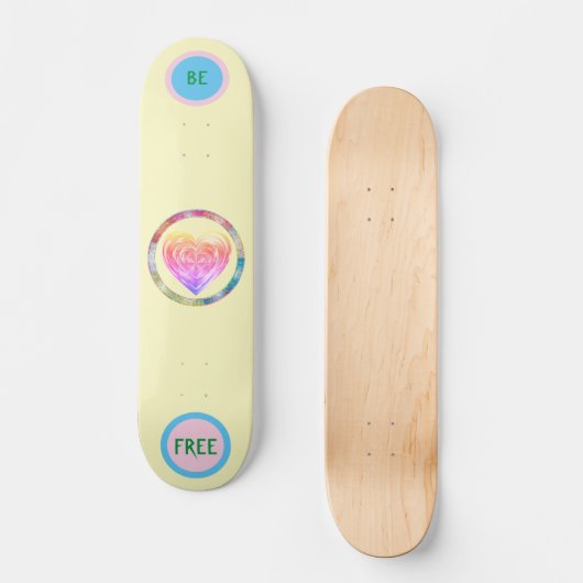 Meisjesgeel "Wees vrij" skateboard (Voorkant)