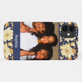 Meisjesgele blauwe Waterverf Floral Foto naam Case-Mate iPhone Case (Achterkant (horizontaal))