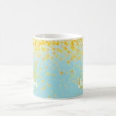 Meisjesgele confetti turquoise ombre name koffiemok (Center)